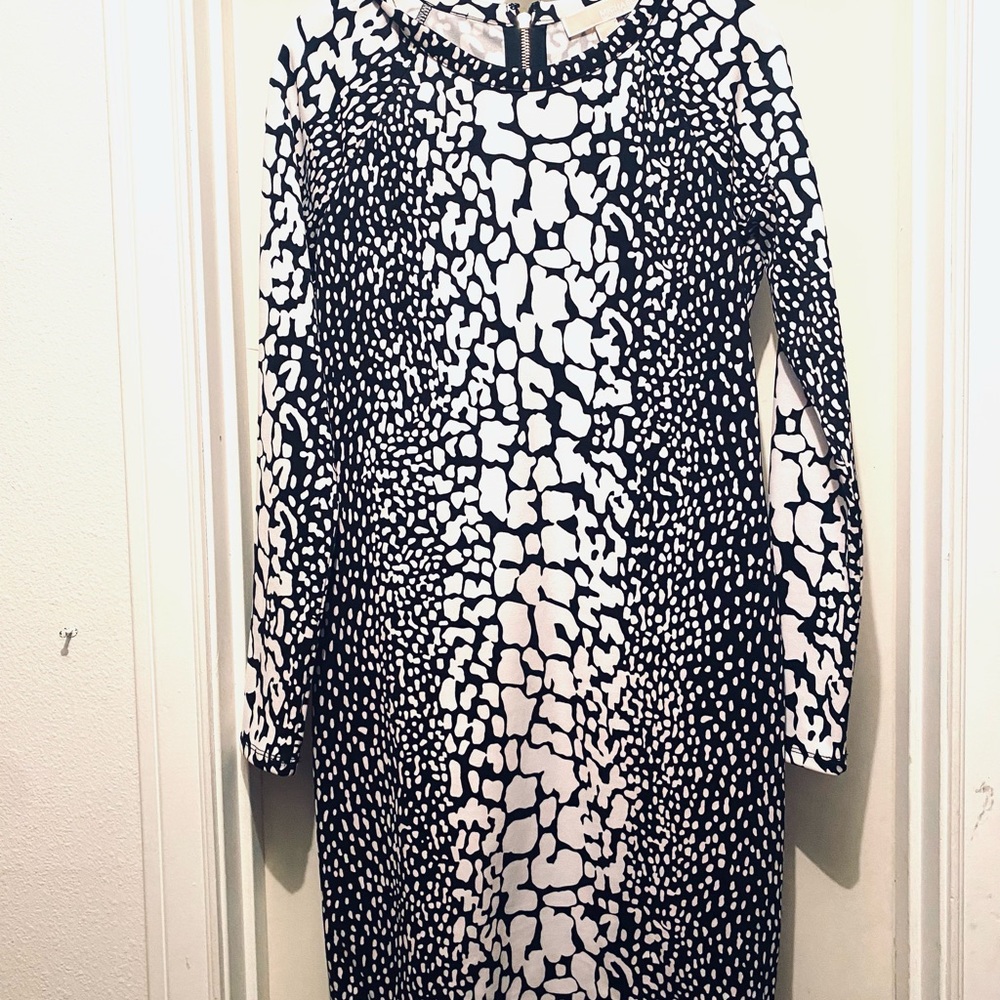 Michael Kors  black & white animal print dress size 10, new!